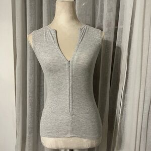 Joah Brown Heather Gray Zip Tank Top